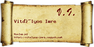 Vitályos Imre névjegykártya